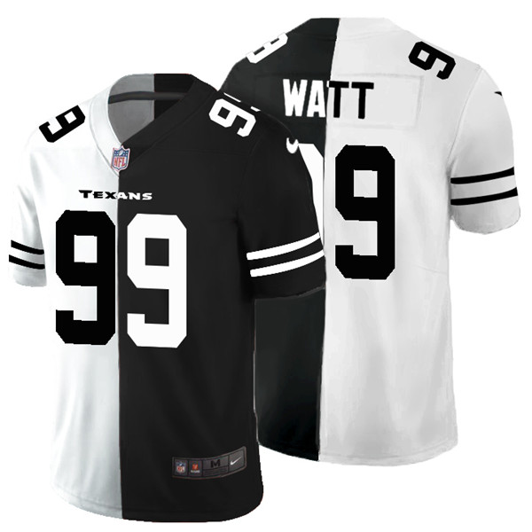 Men's Houston Texans #99 J.J. Watt Black & White NFL Split Limited Stitched Jersey